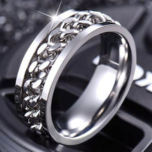Load image into Gallery viewer, 8mm Rotating Stainless Titanium Steel Ring Anxiety Fidget Rings Rotatable Chain Link Spinner Finger Ring Women Men Punk Rock Gift