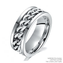 Load image into Gallery viewer, 8mm Rotating Stainless Titanium Steel Ring Anxiety Fidget Rings Rotatable Chain Link Spinner Finger Ring Women Men Punk Rock Gift