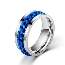 Load image into Gallery viewer, 8mm Rotating Stainless Titanium Steel Ring Anxiety Fidget Rings Rotatable Chain Link Spinner Finger Ring Women Men Punk Rock Gift
