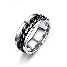 Load image into Gallery viewer, 8mm Rotating Stainless Titanium Steel Ring Anxiety Fidget Rings Rotatable Chain Link Spinner Finger Ring Women Men Punk Rock Gift