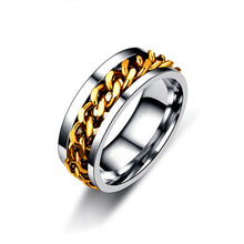 Load image into Gallery viewer, 8mm Rotating Stainless Titanium Steel Ring Anxiety Fidget Rings Rotatable Chain Link Spinner Finger Ring Women Men Punk Rock Gift