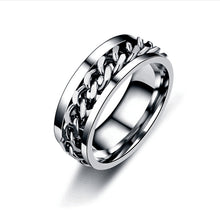 Load image into Gallery viewer, 8mm Rotating Stainless Titanium Steel Ring Anxiety Fidget Rings Rotatable Chain Link Spinner Finger Ring Women Men Punk Rock Gift