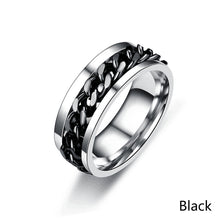 Load image into Gallery viewer, 8mm Rotating Stainless Titanium Steel Ring Anxiety Fidget Rings Rotatable Chain Link Spinner Finger Ring Women Men Punk Rock Gift