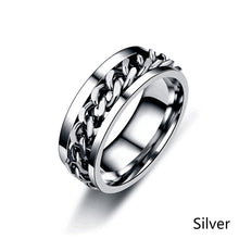Load image into Gallery viewer, 8mm Rotating Stainless Titanium Steel Ring Anxiety Fidget Rings Rotatable Chain Link Spinner Finger Ring Women Men Punk Rock Gift
