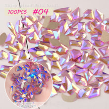 Load image into Gallery viewer, Nail Art Shaped Mixed Flat Bottom Diamond Shiny Symphony Aurora Ice Transparent Nail Diamond Jewelry Manicure Art Accessories