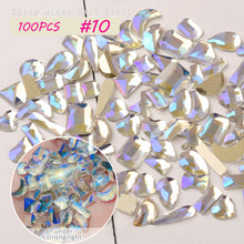 Load image into Gallery viewer, Nail Art Shaped Mixed Flat Bottom Diamond Shiny Symphony Aurora Ice Transparent Nail Diamond Jewelry Manicure Art Accessories