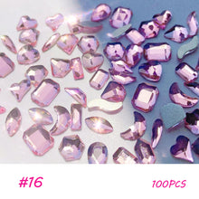 Load image into Gallery viewer, Nail Art Shaped Mixed Flat Bottom Diamond Shiny Symphony Aurora Ice Transparent Nail Diamond Jewelry Manicure Art Accessories