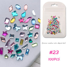 Load image into Gallery viewer, Nail Art Shaped Mixed Flat Bottom Diamond Shiny Symphony Aurora Ice Transparent Nail Diamond Jewelry Manicure Art Accessories