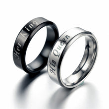 Load image into Gallery viewer, 6mm Her King His Queen Ring Stainless Steel Couple Wedding Rings For Women Men Lovers Jewelry Black Silver Fashion Valentine's Day Gift