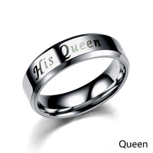 Load image into Gallery viewer, 6mm Her King His Queen Ring Stainless Steel Couple Wedding Rings For Women Men Lovers Jewelry Black Silver Fashion Valentine's Day Gift