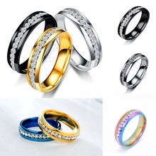 Load image into Gallery viewer, 6mm Stainless Steel Jewelry Single Row Diamond Titanium Steel Ring Couple Lover Rings Not Fade Hip-hop Simple Style
