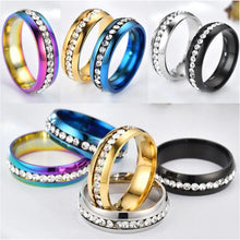 Load image into Gallery viewer, 6mm Stainless Steel Jewelry Single Row Diamond Titanium Steel Ring Couple Lover Rings Not Fade Hip-hop Simple Style