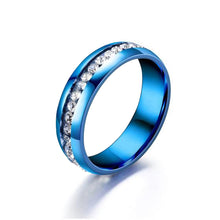 Load image into Gallery viewer, 6mm Stainless Steel Jewelry Single Row Diamond Titanium Steel Ring Couple Lover Rings Not Fade Hip-hop Simple Style