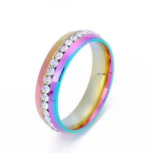 Load image into Gallery viewer, 6mm Stainless Steel Jewelry Single Row Diamond Titanium Steel Ring Couple Lover Rings Not Fade Hip-hop Simple Style