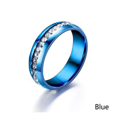 Load image into Gallery viewer, 6mm Stainless Steel Jewelry Single Row Diamond Titanium Steel Ring Couple Lover Rings Not Fade Hip-hop Simple Style