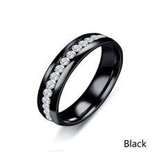 Load image into Gallery viewer, 6mm Stainless Steel Jewelry Single Row Diamond Titanium Steel Ring Couple Lover Rings Not Fade Hip-hop Simple Style