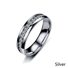 Load image into Gallery viewer, 6mm Stainless Steel Jewelry Single Row Diamond Titanium Steel Ring Couple Lover Rings Not Fade Hip-hop Simple Style