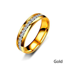 Load image into Gallery viewer, 6mm Stainless Steel Jewelry Single Row Diamond Titanium Steel Ring Couple Lover Rings Not Fade Hip-hop Simple Style