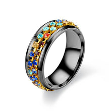 Load image into Gallery viewer, 8mm Rotating Stainless Titanium Steel Ring Anxiety Fidget Anti Stress Rings Rotatable Chain Link Spinner Finger Ring Women Men Punk Rock Accessories Jewelry Gifts