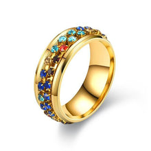 Load image into Gallery viewer, 8mm Rotating Stainless Titanium Steel Ring Anxiety Fidget Anti Stress Rings Rotatable Chain Link Spinner Finger Ring Women Men Punk Rock Accessories Jewelry Gifts