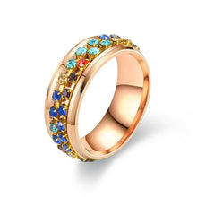 Load image into Gallery viewer, 8mm Rotating Stainless Titanium Steel Ring Anxiety Fidget Anti Stress Rings Rotatable Chain Link Spinner Finger Ring Women Men Punk Rock Accessories Jewelry Gifts