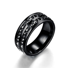 Load image into Gallery viewer, 8mm Stainless Steel Jewelry Double Row Diamond Titanium Steel Ring Couple Lover Rings Not Fade Hip-hop Simple Style