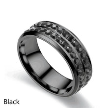 Load image into Gallery viewer, 8mm Stainless Steel Jewelry Double Row Diamond Titanium Steel Ring Couple Lover Rings Not Fade Hip-hop Simple Style