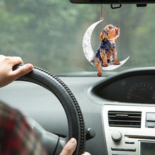 Load image into Gallery viewer, Car Rearview Mirror Pendant Dog Pendant Sitting On The Moon Hanging Ornament Keychain Pendant Decor