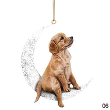 Load image into Gallery viewer, Car Rearview Mirror Pendant Dog Pendant Sitting On The Moon Hanging Ornament Keychain Pendant Decor