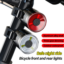 Load image into Gallery viewer, Aluminum Alloy Bicycle Light Taillight Helmet Night Riding Warning Mountain Bike LED Headlight Rear Light Bicycle Accessories