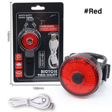 Load image into Gallery viewer, USB Chargeable LED Bicycle Tail Light Mini Bike Rear Lights Waterproof Safety Warning Cycling Light Helmet Lamp Bike Accessories