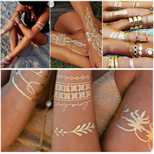 Load image into Gallery viewer, Waterproof Bronzing Tattoo Stickers Hot Silver Metal Tattoo Stickers Dream Catcher Wings Men Full Skull Totem Tattoo Sticker