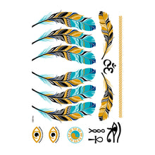 Load image into Gallery viewer, Waterproof Bronzing Tattoo Stickers Hot Silver Metal Tattoo Stickers Dream Catcher Wings Men Full Skull Totem Tattoo Sticker