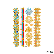 Load image into Gallery viewer, Waterproof Bronzing Tattoo Stickers Hot Silver Metal Tattoo Stickers Dream Catcher Wings Men Full Skull Totem Tattoo Sticker