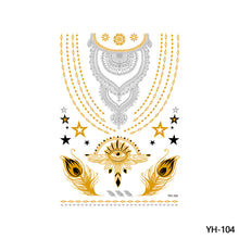 Load image into Gallery viewer, Waterproof Bronzing Tattoo Stickers Hot Silver Metal Tattoo Stickers Dream Catcher Wings Men Full Skull Totem Tattoo Sticker