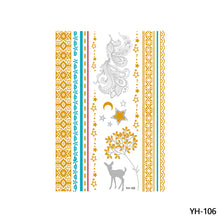 Load image into Gallery viewer, Waterproof Bronzing Tattoo Stickers Hot Silver Metal Tattoo Stickers Dream Catcher Wings Men Full Skull Totem Tattoo Sticker