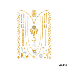 Load image into Gallery viewer, Waterproof Bronzing Tattoo Stickers Hot Silver Metal Tattoo Stickers Dream Catcher Wings Men Full Skull Totem Tattoo Sticker