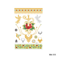 Load image into Gallery viewer, Waterproof Bronzing Tattoo Stickers Hot Silver Metal Tattoo Stickers Dream Catcher Wings Men Full Skull Totem Tattoo Sticker