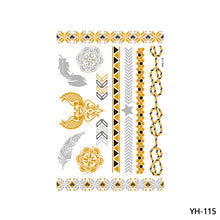 Load image into Gallery viewer, Waterproof Bronzing Tattoo Stickers Hot Silver Metal Tattoo Stickers Dream Catcher Wings Men Full Skull Totem Tattoo Sticker