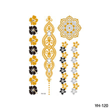 Load image into Gallery viewer, Waterproof Bronzing Tattoo Stickers Hot Silver Metal Tattoo Stickers Dream Catcher Wings Men Full Skull Totem Tattoo Sticker
