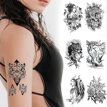 Load image into Gallery viewer, Creative Flower Arm Tattoo Stickers Animal Simulation Tattoo Stickers Men Lion Wild Wolf Tiger Full Skull Totem Tattoo Stickers