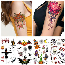 Load image into Gallery viewer, Creative Flower Arm Tattoo Stickers Sketch Flower Skull Tattoo Stickers Men Lion Wild Wolf Tiger Full Skull Totem Tattoo Stickers