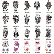 Load image into Gallery viewer, Creative Flower Arm Tattoo Stickers Sketch Skull Tattoo Stickers Fashion Men Snake Wild Wolf Tiger Full Skull Totem Tattoo Stickers