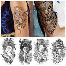 Load image into Gallery viewer, Totem Large Flower Arm Arabic Tattoo Sticker Men Creative Snake Angle Wolf Animal Women Full Skull Totem Tattoo Stickers