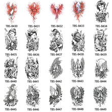 Load image into Gallery viewer, Totem Large Flower Arm Arabic Tattoo Sticker Men Creative Snake Angle Wolf Animal Women Full Skull Totem Tattoo Stickers