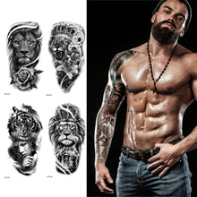 Load image into Gallery viewer, Creative Flower Half Arm Cool Tattoo Stickers Waterproof Fashion Lion Animal Tiger Men Women Female Snake Tattoo Stickers