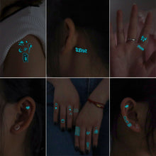 Load image into Gallery viewer, Cute Waterproof Blue Luminous Tattoo Stickers Small Fresh Animal Tattoo Stickers Rainbow Heart Penguin Dog Arm Tattoo Sticker