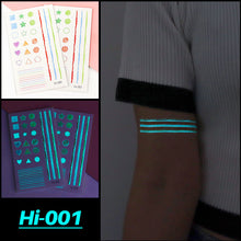 Load image into Gallery viewer, Cute Waterproof Blue Luminous Tattoo Stickers Small Fresh Animal Tattoo Stickers Rainbow Heart Penguin Dog Arm Tattoo Sticker