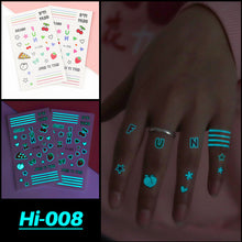 Load image into Gallery viewer, Cute Waterproof Blue Luminous Tattoo Stickers Small Fresh Animal Tattoo Stickers Rainbow Heart Penguin Dog Arm Tattoo Sticker