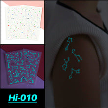 Load image into Gallery viewer, Cute Waterproof Blue Luminous Tattoo Stickers Small Fresh Animal Tattoo Stickers Rainbow Heart Penguin Dog Arm Tattoo Sticker